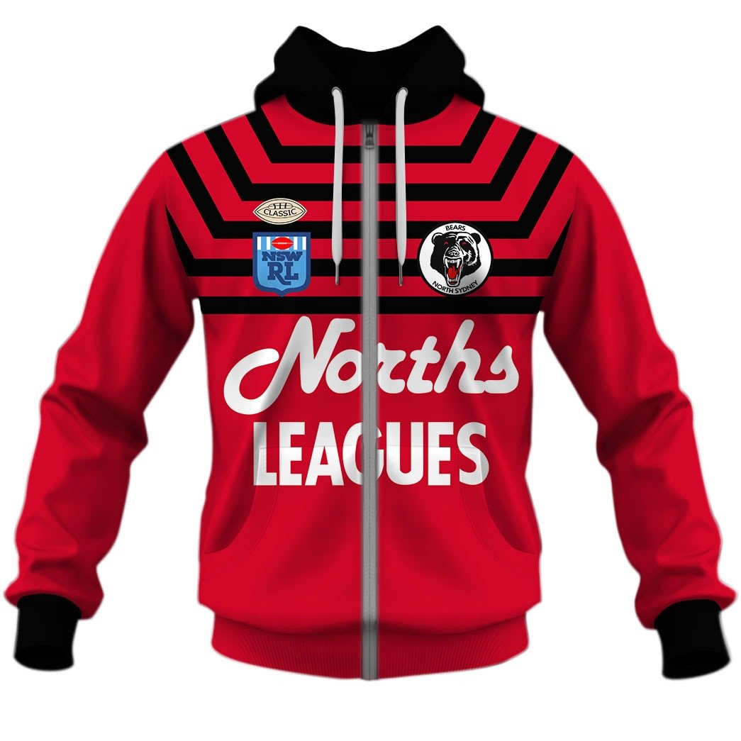 North Sydney Bears 1991 ARL/NRL Vintage Retro Jersey Full Custom Name Number