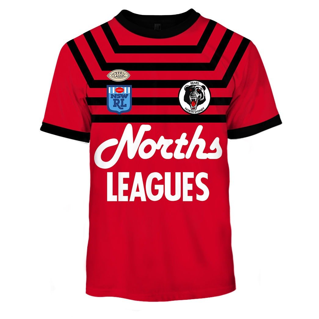 North Sydney Bears 1991 ARL/NRL Vintage Retro Jersey Full Custom Name Number