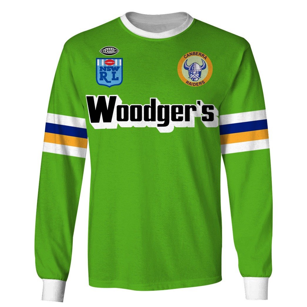 Canberra Raiders 1989 Woodgers ARL/NRL Vintage Retro Heritage Jersey Full Custom Name Number