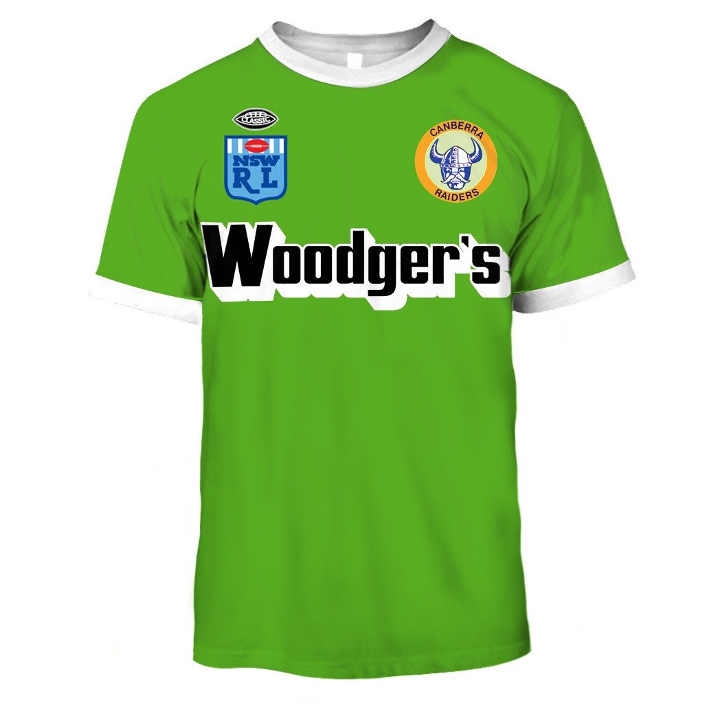 Canberra Raiders 1989 Woodgers ARL/NRL Vintage Retro Heritage Jersey Full Custom Name Number