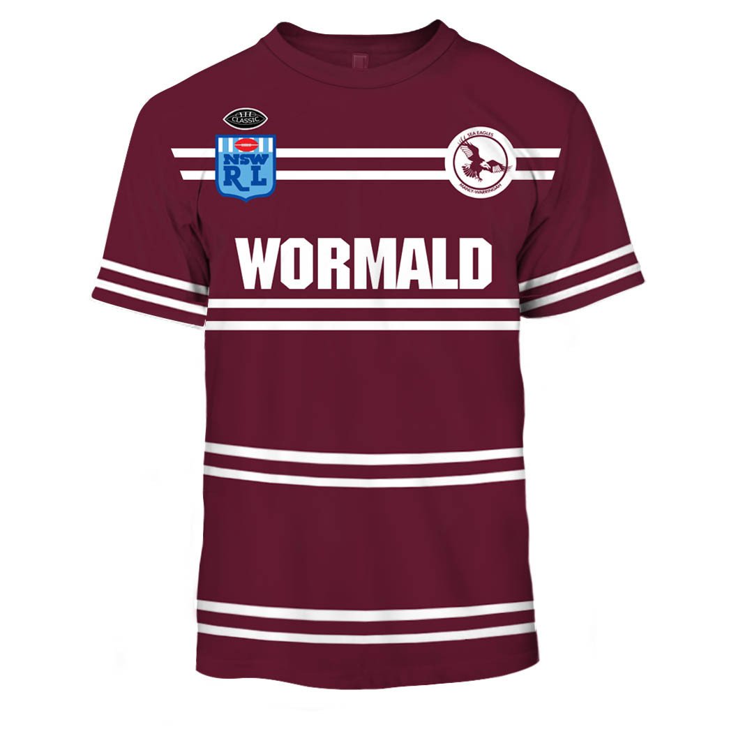 Manly Sea Eagles 1987 ARL/NRL Vintage Retro Jersey Full Custom Name Number
