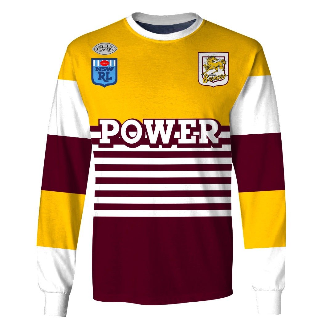 Brisbane Broncos 1988 ARL/NRL Vintage Retro Heritage Jersey Full Custom Name Number