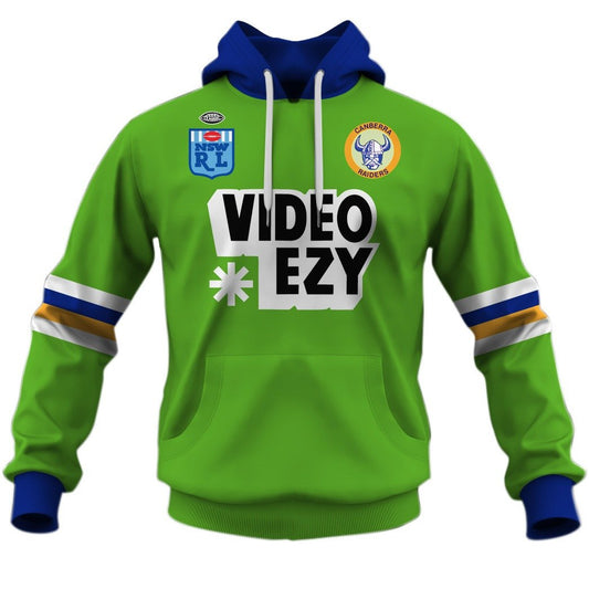 Canberra Raiders 1990 Video Ezy ARL/NRL Vintage Retro Heritage Jersey Full Custom Name Number