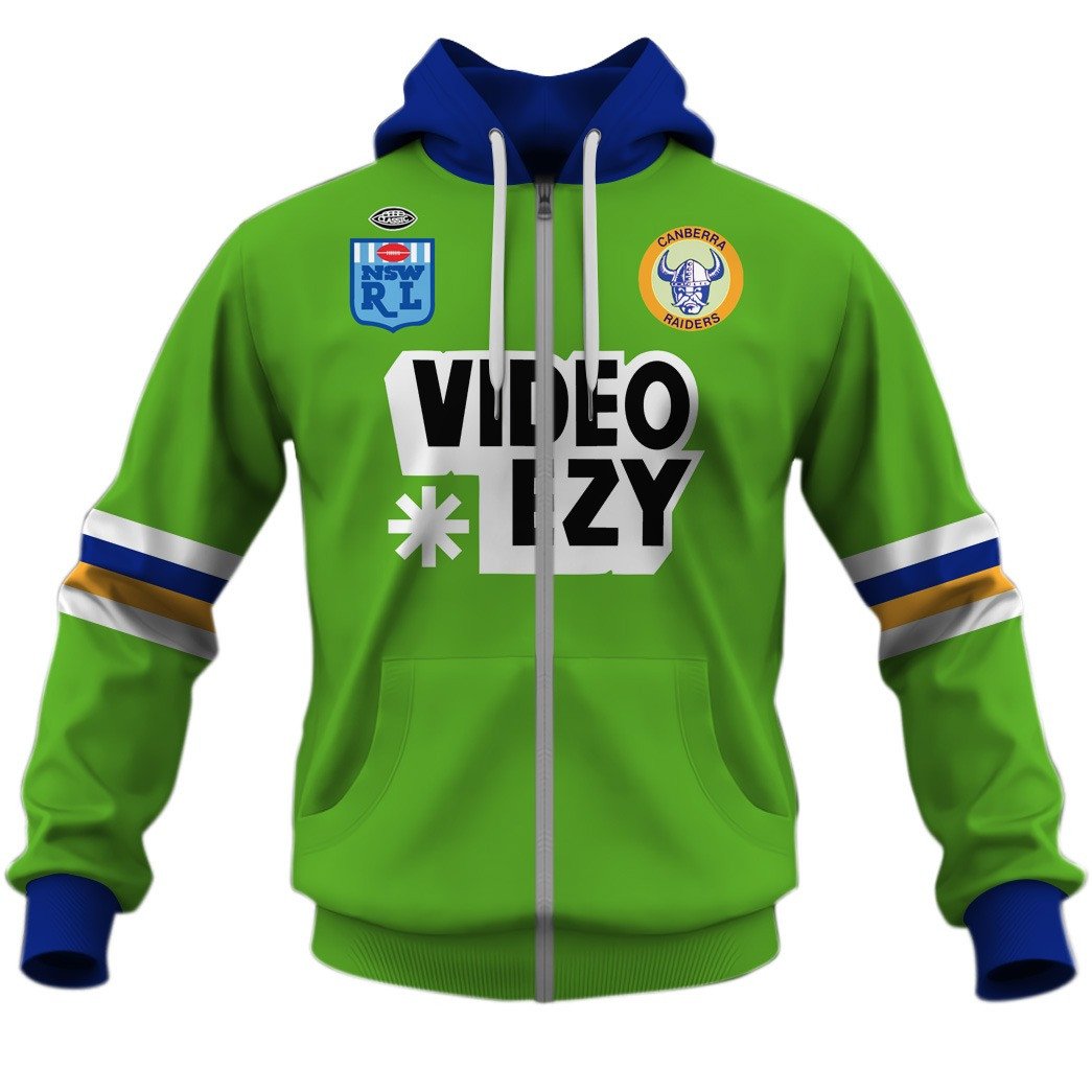 Canberra Raiders 1990 Video Ezy ARL/NRL Vintage Retro Heritage Jersey Full Custom Name Number