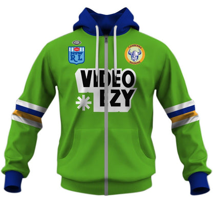 Canberra Raiders 1990 Video Ezy ARL/NRL Vintage Retro Heritage Jersey Full Custom Name Number