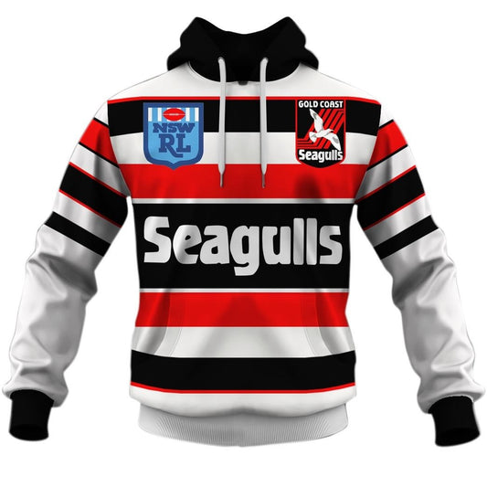 Personalized Gold Coast Seagulls 90s Away Jersey Vintage NSWRL / NRL Full Custom Name Number