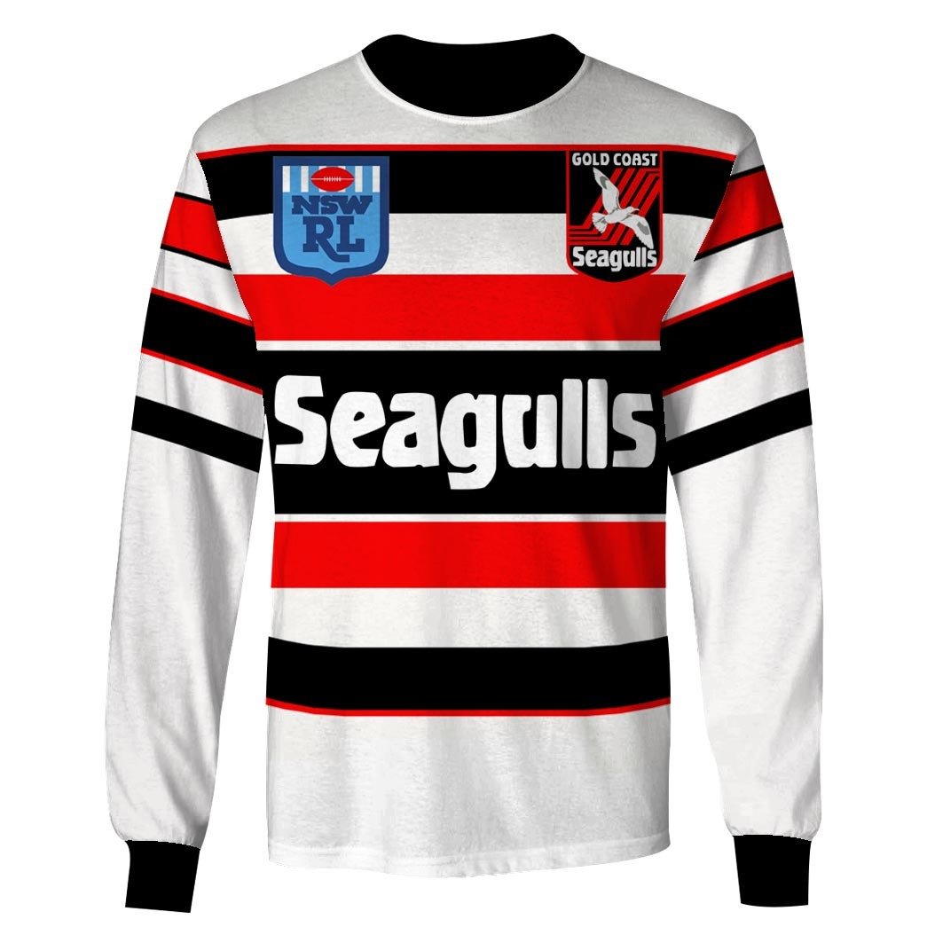Personalized Gold Coast Seagulls 90s Away Jersey Vintage NSWRL / NRL Full Custom Name Number