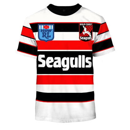 Personalized Gold Coast Seagulls 90s Away Jersey Vintage NSWRL / NRL Full Custom Name Number