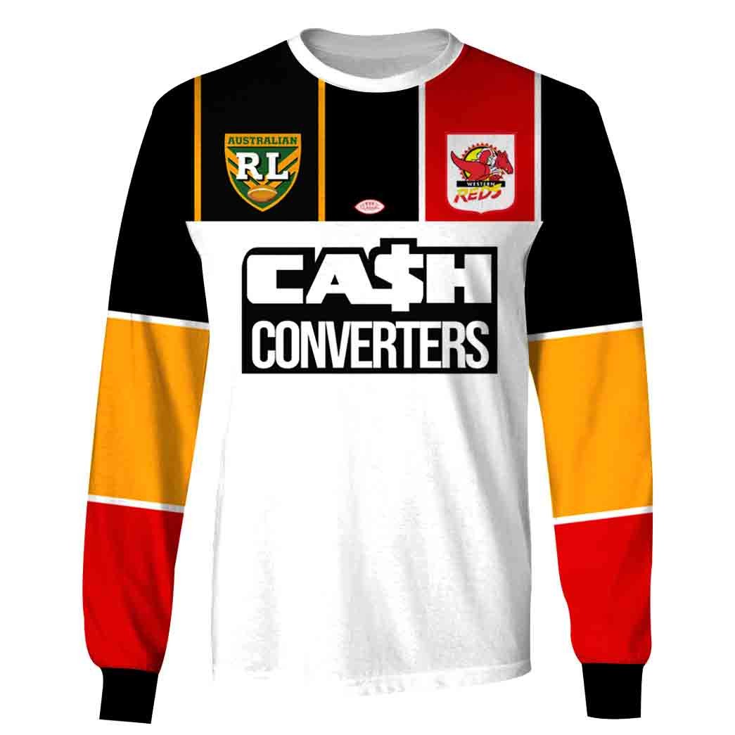 Vintage 1995 NRL Western Reds Retro Jersey Full Custom Name Number