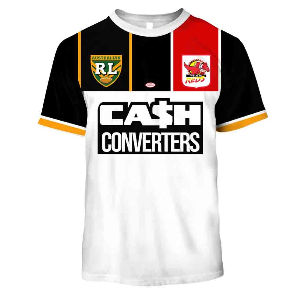 Vintage 1995 NRL Western Reds Retro Jersey Full Custom Name Number