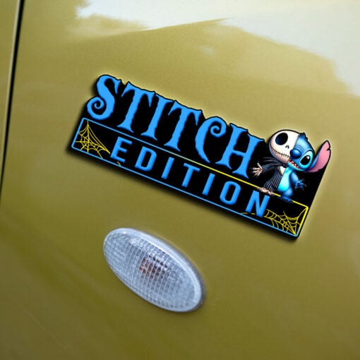 Stitch as Jack Halloween Version 3 Edition Laser Engraved or 3D Inlayed Car Name Badge