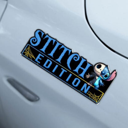 Stitch as Jack Halloween Version 3 Edition Laser Engraved or 3D Inlayed Car Name Badge