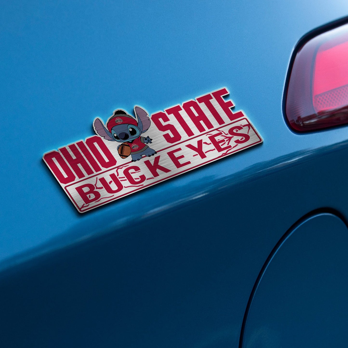 Stitch NCAA Teams Edition Laser Engraved or 3D Inlayed Car Name Badge