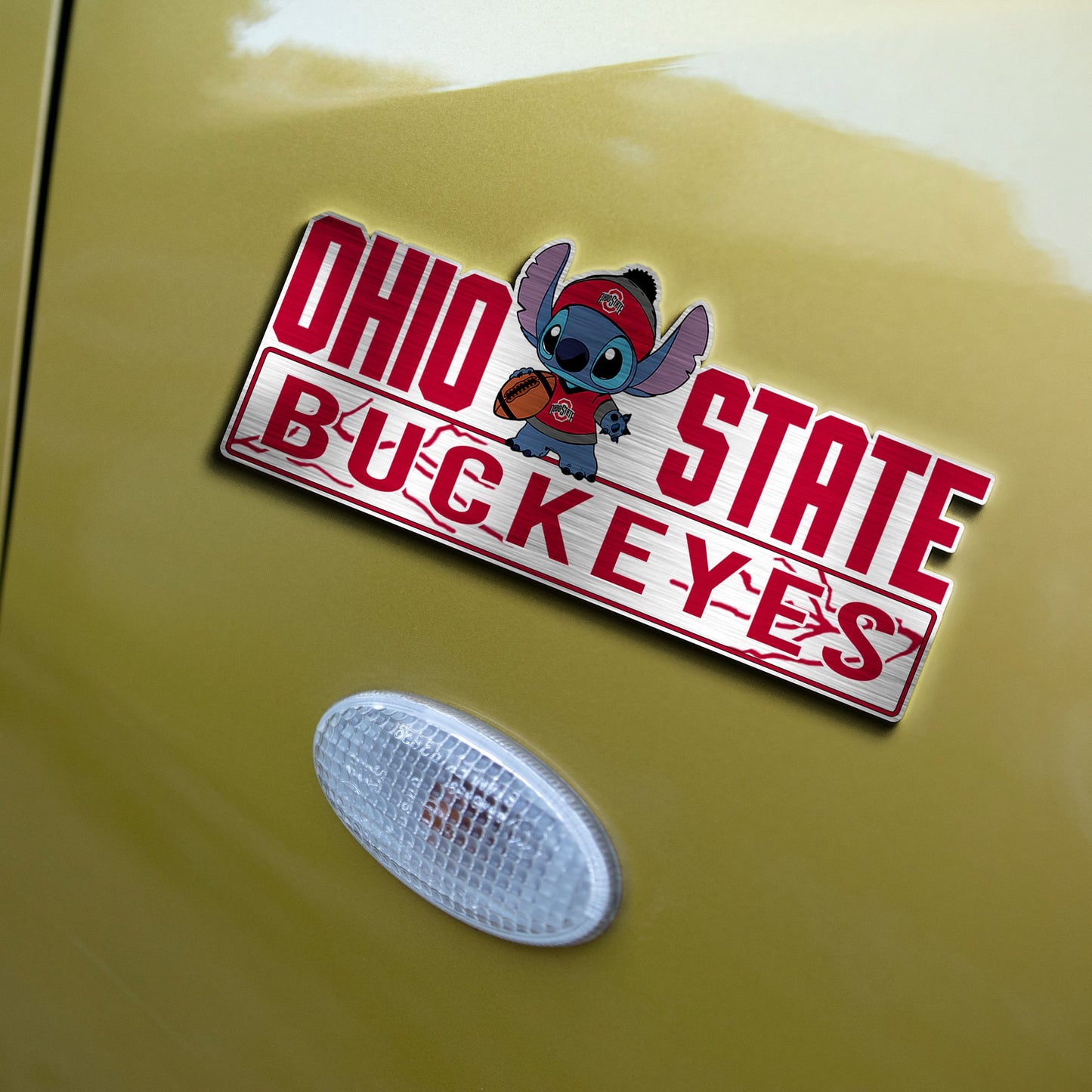 Stitch NCAA Teams Edition Laser Engraved or 3D Inlayed Car Name Badge