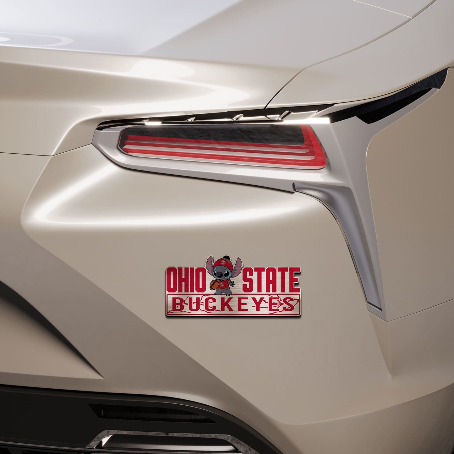 Stitch NCAA Teams Edition Laser Engraved or 3D Inlayed Car Name Badge