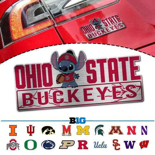 Stitch NCAA Teams Edition Laser Engraved or 3D Inlayed Car Name Badge