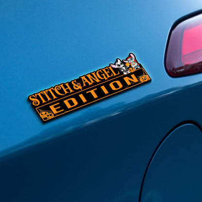 Stitch and Angel Halloween Edition Laser Engraved or 3D Inlayed Car Name Badge