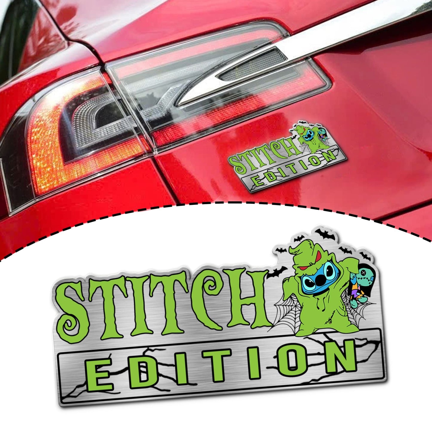 Stitch Oogie Boogie Halloween Costume Edition Laser Engraved or 3D Inlayed Car Name Badge