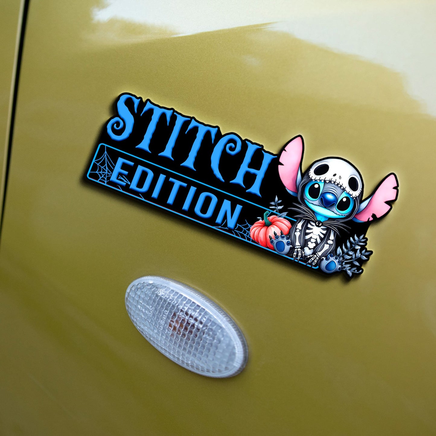 Stitch as Jack Halloween Version 2 Edition Laser Engraved or 3D Inlayed Car Name Badge