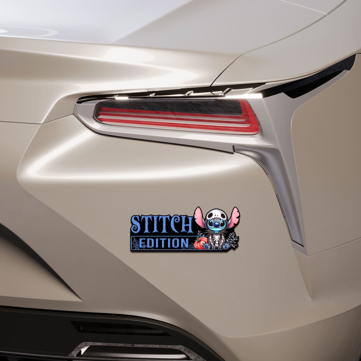 Stitch as Jack Halloween Version 2 Edition Laser Engraved or 3D Inlayed Car Name Badge