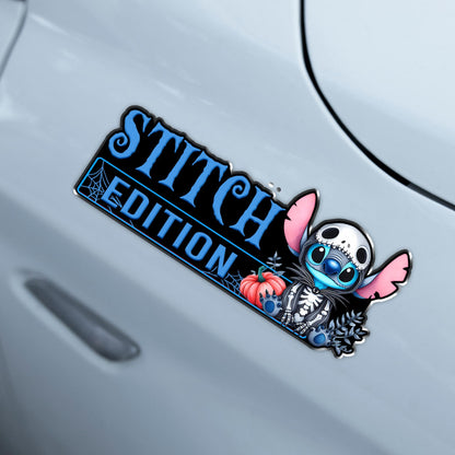 Stitch as Jack Halloween Version 2 Edition Laser Engraved or 3D Inlayed Car Name Badge