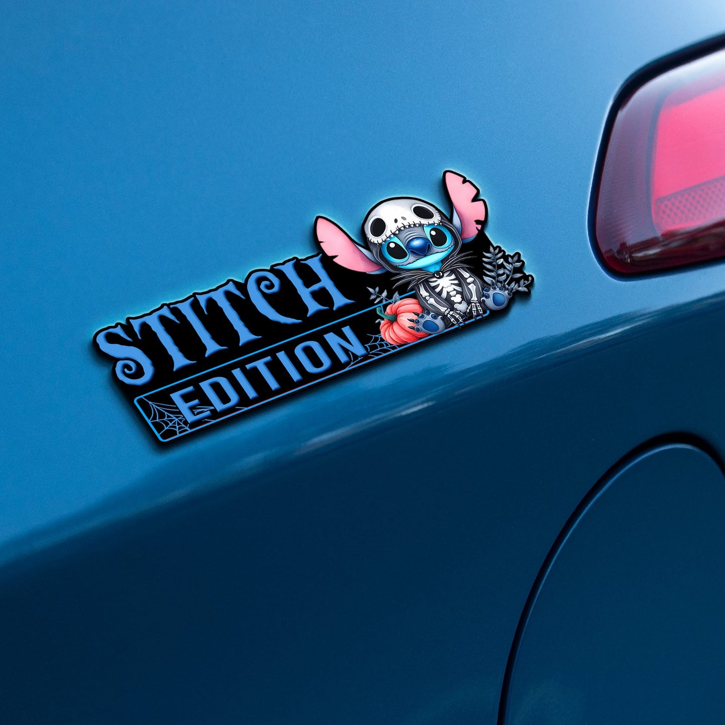 Stitch as Jack Halloween Version 2 Edition Laser Engraved or 3D Inlayed Car Name Badge