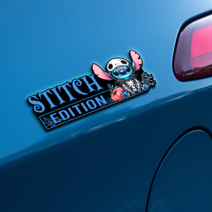 Stitch as Jack Halloween Version 2 Edition Laser Engraved or 3D Inlayed Car Name Badge