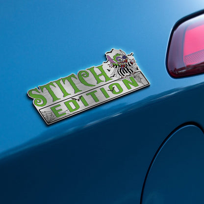Stitch as Beetlejuice Halloween Costume Edition Laser Engraved or 3D Inlayed Car Name Badge
