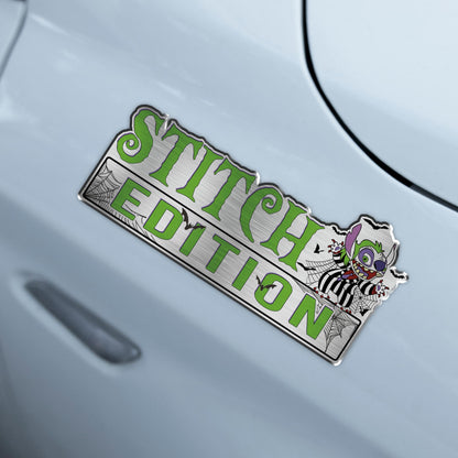 Stitch as Beetlejuice Halloween Costume Edition Laser Engraved or 3D Inlayed Car Name Badge