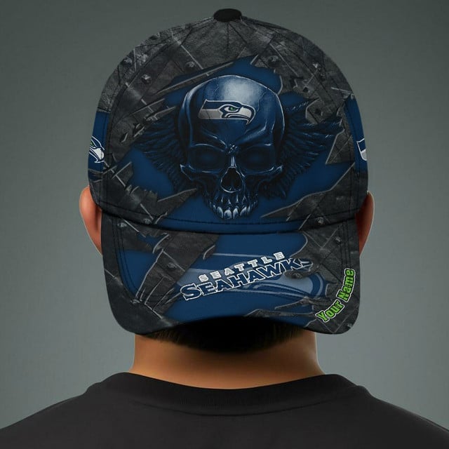 NFL All Team And Skull Art Custom Any Name Clasic Cap Gift For Fan