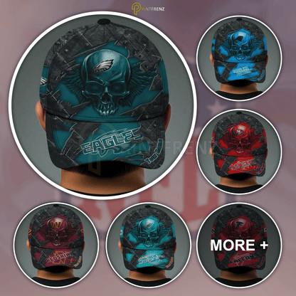 NFL All Team And Skull Art Custom Any Name Clasic Cap Gift For Fan