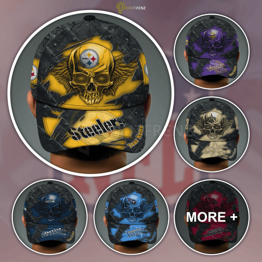 NFL All Team And Skull Art Custom Any Name Clasic Cap Gift For Fan
