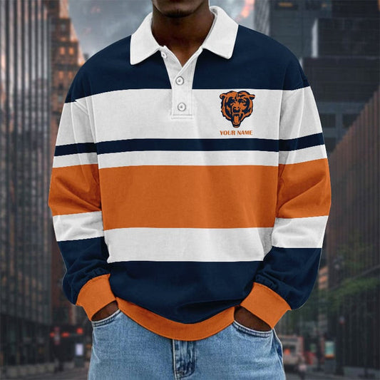 Chicago Bears Special Style Men Long Sleeves Polo Shirt Custom Name Gift For Fan
