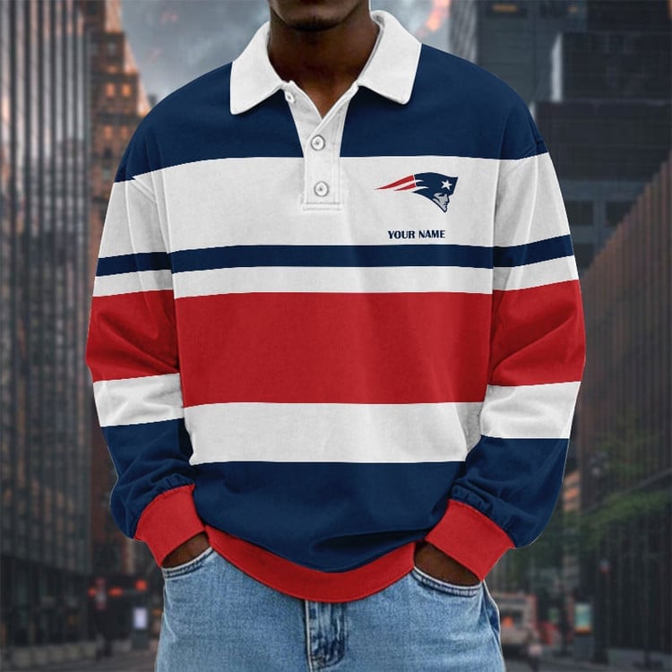 New England Patriots Special Style Men Long Sleeves Polo Shirt Custom Name Gift For Fan