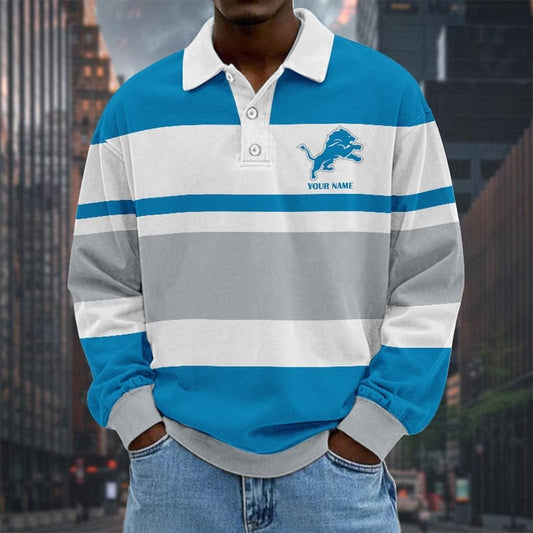 Detroit Lions Special Style Men Long Sleeves Polo Shirt Custom Name Gift For Fan