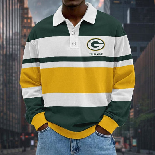 Green Bay Packers Special Style Men Long Sleeves Polo Shirt Custom Name Gift For Fan