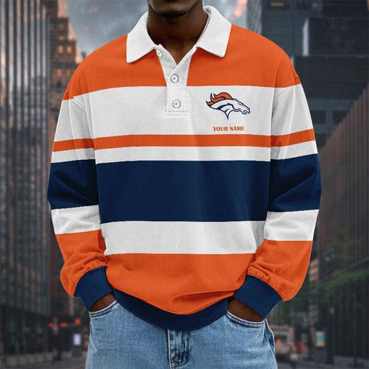 Denver Broncos Special Style Men Long Sleeves Polo Shirt Custom Name Gift For Fan