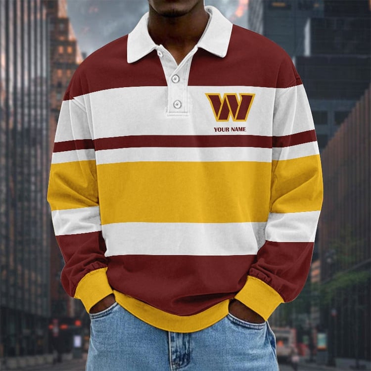 Washington Commanders Special Style Men Long Sleeves Polo Shirt Custom Name Gift For Fan