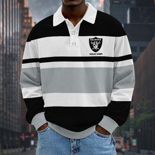 Las Vegas Raiders Special Style Men Long Sleeves Polo Shirt Custom Name Gift For Fan