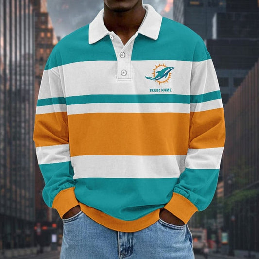 Miami Dolphins Special Style Men Long Sleeves Polo Shirt Custom Name Gift For Fan
