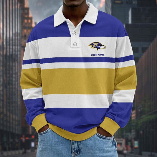 Baltimore Ravens Special Style Men Long Sleeves Polo Shirt Custom Name Gift For Fan