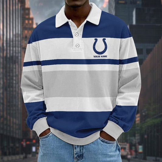 Indianapolis Colts Special Style Men Long Sleeves Polo Shirt Custom Name Gift For Fan