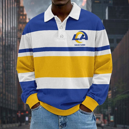 Los Angeles Rams Special Style Men Long Sleeves Polo Shirt Custom Name Gift For Fan