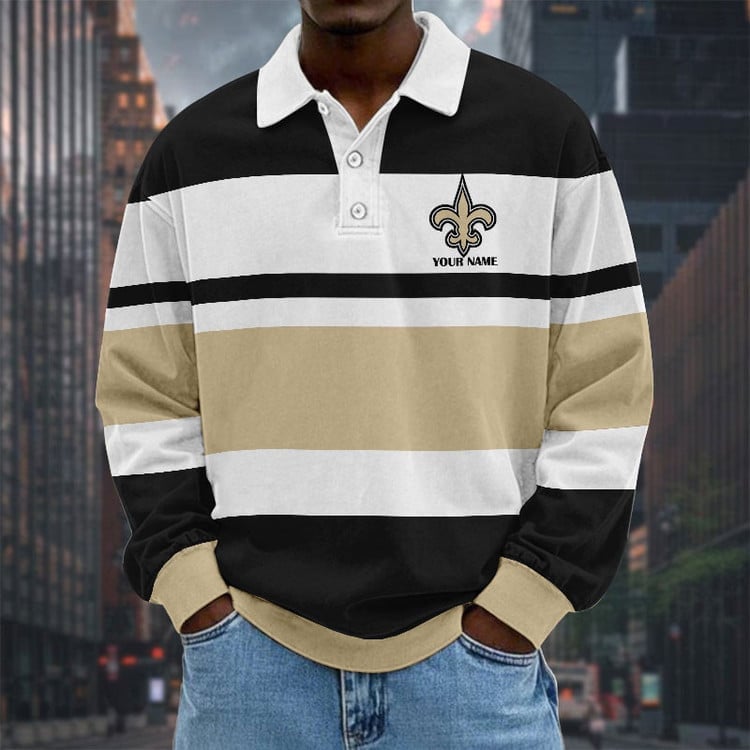 New Orleans Saints Special Style Men Long Sleeves Polo Shirt Custom Name Gift For Fan