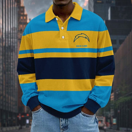 Los Angeles Chargers Special Style Men Long Sleeves Polo Shirt Custom Name Gift For Fan
