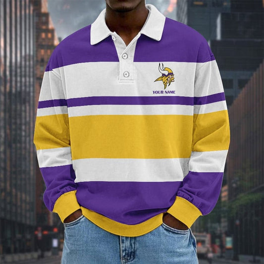 Minnesota Vikings Special Style Men Long Sleeves Polo Shirt Custom Name Gift For Fan