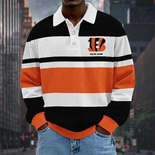 Cincinnati Bengals Special Style Men Long Sleeves Polo Shirt Custom Name Gift For Fan