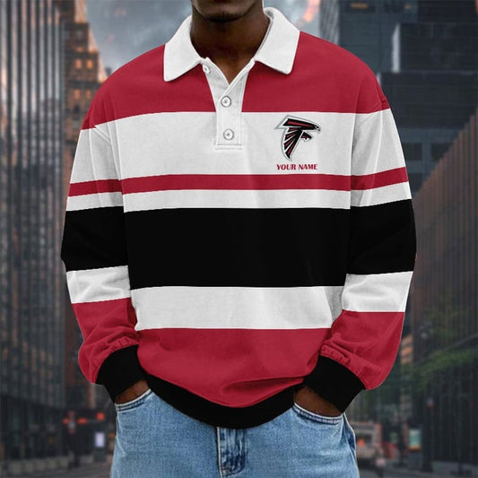 Atlanta Falcons Special Style Men Long Sleeves Polo Shirt Custom Name Gift For Fan