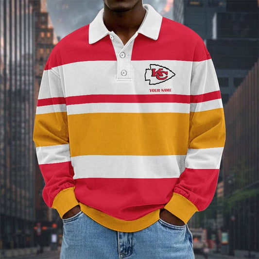 Kansas City Chiefs Special Style Men Long Sleeves Polo Shirt Custom Name Gift For Fan