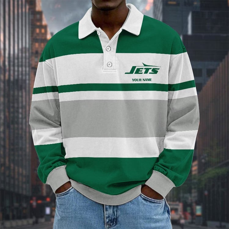 New York Jets Special Style Men Long Sleeves Polo Shirt Custom Name Gift For Fan